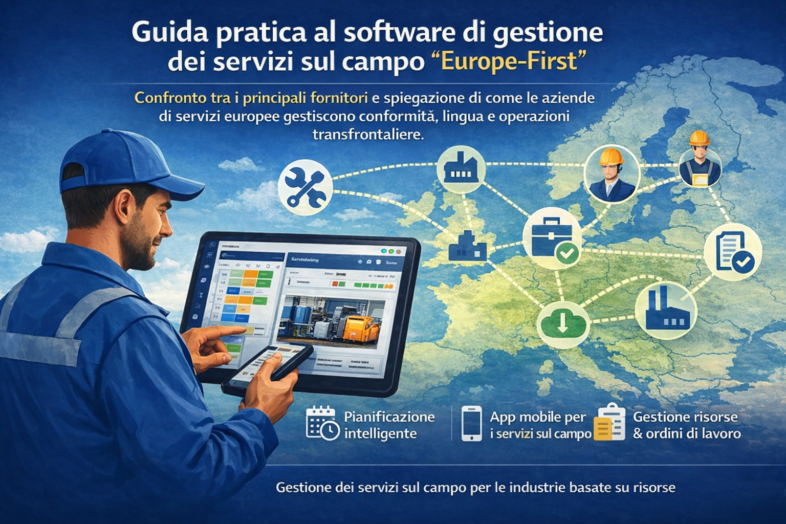 Tecnico sul campo con software FSM